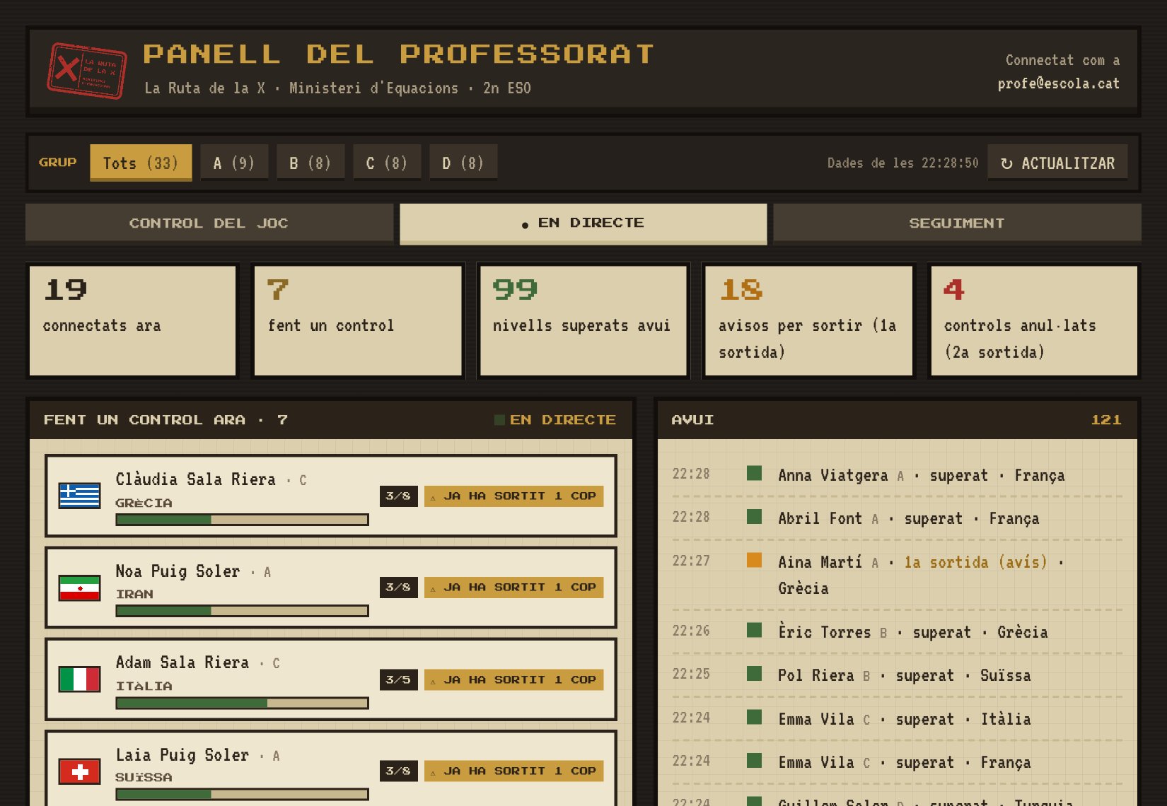 En directe: controls en curs i registre del dia